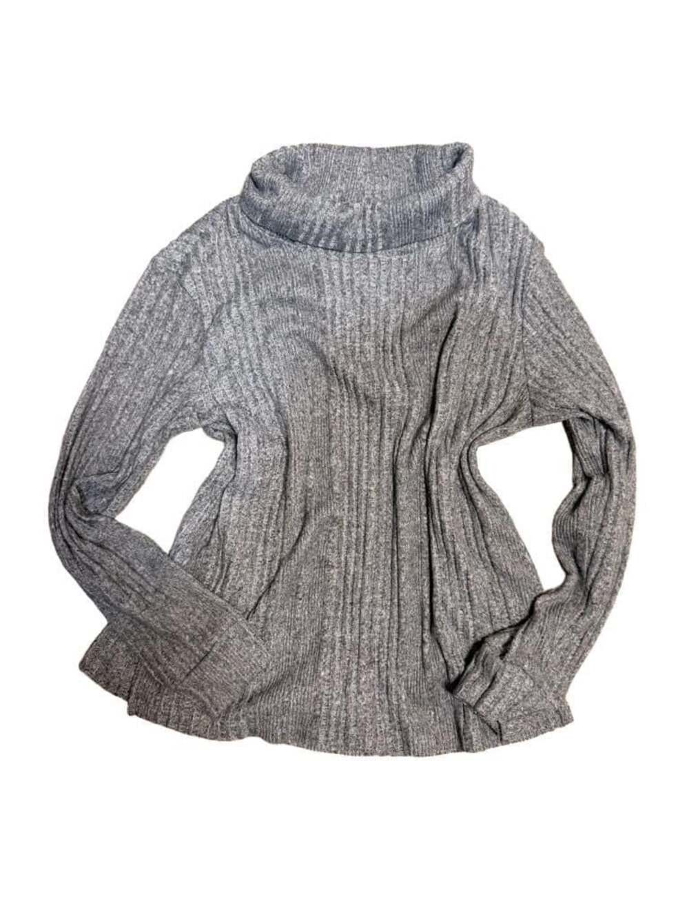 Joie de Vivre Grey Ribbed Cowl Neck Long Sleeve Sweater